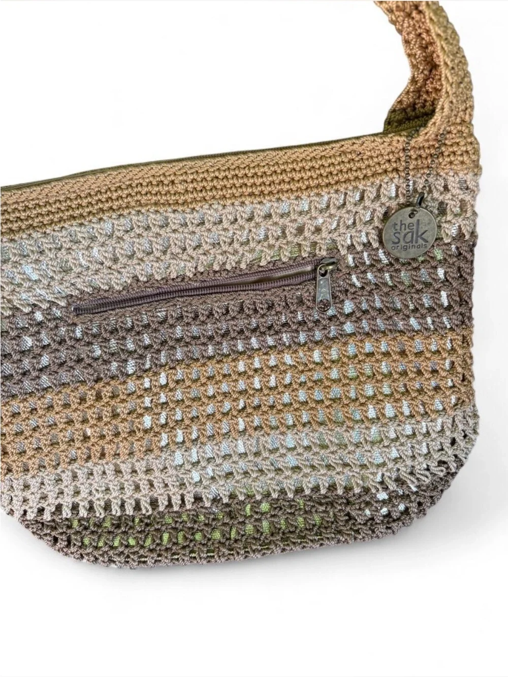 The SAK woven crochet raffia style hobo slouchy tote bag Beachy Resort wear